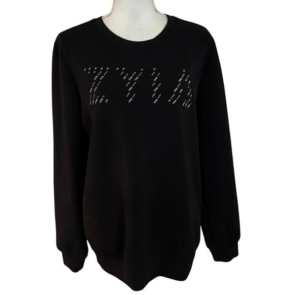 Zyia Size M Crewneck Sweatshirt Spellout Black Athletic Athleisure - Picture 1 of 5